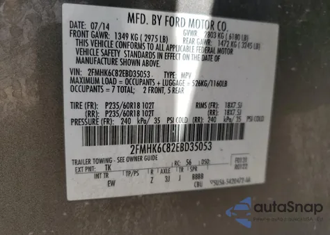 2014 Ford Flex Sel from USA, damaged, VIN 2FMHK6C82EBD35053